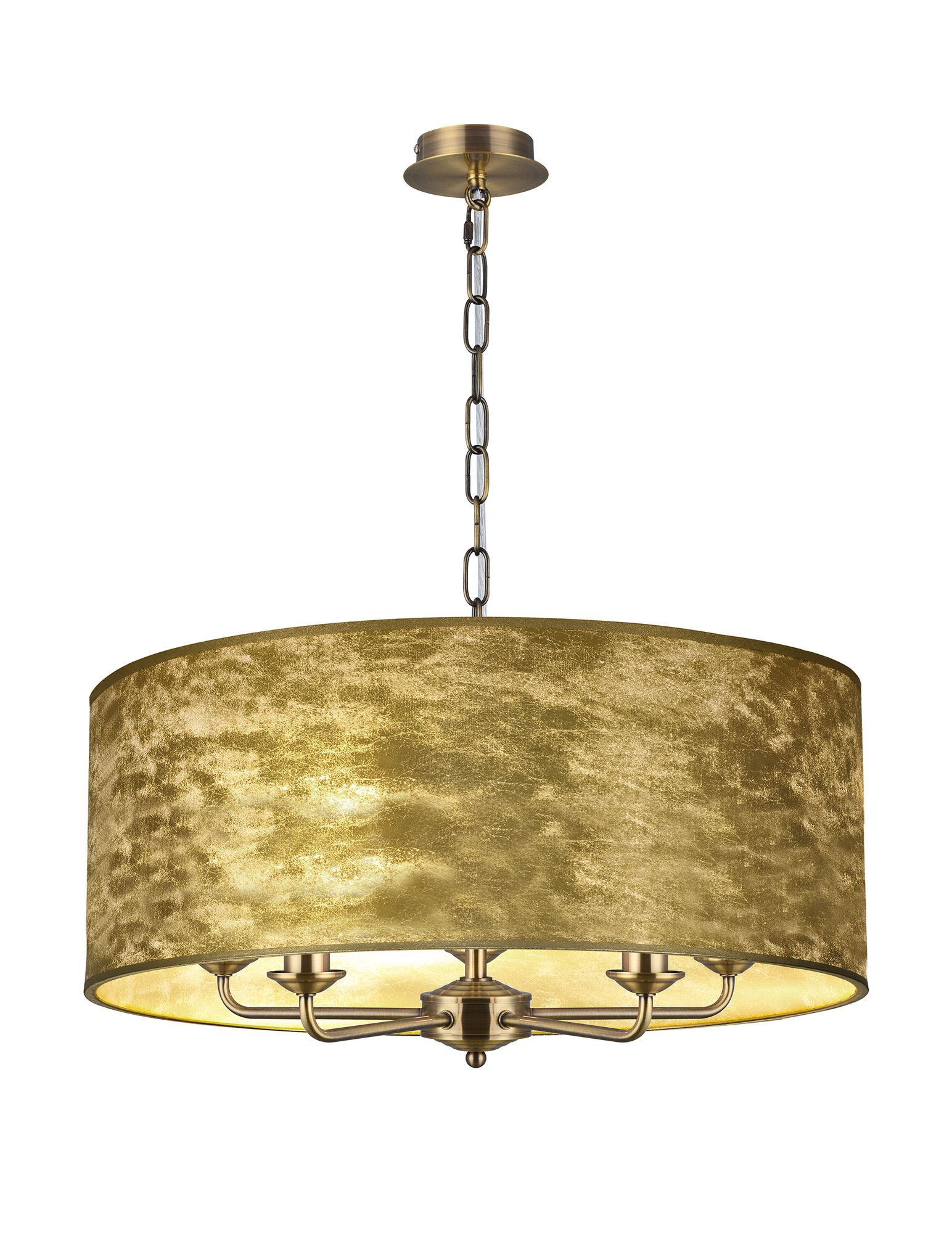 DK0668  Banyan 60cm 5 Light Pendant Antique Brass; Gold Leaf